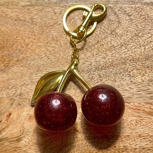 Cherry Keychain with Gold Accents 🍒